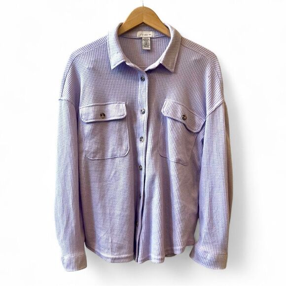 If It Were Me Waffle Weave Shirt Jacket Size Medium Lavender - Picture 1 of 7